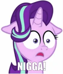 Size: 720x853 | Tagged: safe, artist:ljdamz1119, derpibooru import, starlight glimmer, pony, unicorn, marks for effort, :i, faic, female, floppy ears, i mean i see, mare, needs more jpeg, nigga, open mouth, reaction image, simple background, solo, surprised, vulgar, white background