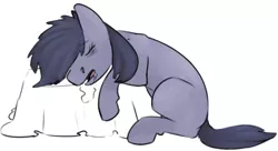 Size: 1242x675 | Tagged: safe, artist:tempusfidgets, deleted from derpibooru, derpibooru import, oc, oc:sleepy goodnight, unofficial characters only, earth pony, pony, drool, female, kotatsu, simple background, sleeping, solo