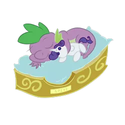 Size: 2000x2000 | Tagged: safe, artist:enshems, derpibooru import, rarity, spike, dragon, pony, unicorn, bed, crush plush, cute, female, implied shipping, implied sparity, implied straight, male, pet bed, pillow, plushie, rarity plushie, shipping, simple background, sleeping, sparity, straight, transparent background, vector