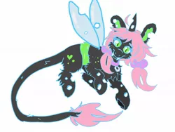 Size: 1280x960 | Tagged: artist:chibichangeling, changeling, changeling oc, derpibooru import, fangs, green changeling, jewelry, oc, oc:oculus, pink hair, ring, safe, slit eyes, solo, wedding ring