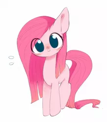 Size: 1146x1314 | Tagged: safe, artist:91o42, derpibooru import, pinkie pie, pony, cute, cuteamena, diapinkes, eye clipping through hair, female, looking at you, mare, missing cutie mark, no pupils, pinkamena diane pie, simple background, solo, white background