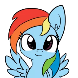 Size: 1650x1650 | Tagged: safe, artist:tjpones, color edit, derpibooru import, edit, rainbow dash, pegasus, pony, bust, colored, cute, dashabetes, ear fluff, female, looking at you, mare, simple background, smiling, solo, spread wings, starry eyes, transparent background, wingding eyes, wings