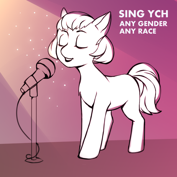 Size: 1181x1181 | Tagged: safe, artist:ponycloudlet, derpibooru import, pony, commission, microphone, singing, sketch, solo, your character here