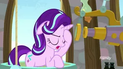 Size: 1920x1080 | Tagged: safe, derpibooru import, screencap, starlight glimmer, pony, unicorn, a matter of principals, eyes closed, facehoof, female, floppy ears, mare, open mouth, solo, telescope