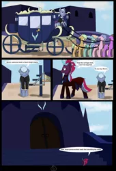 Size: 4750x7000 | Tagged: absurd resolution, alternate hairstyle, alternate timeline, alternate universe, alternate version, artist:chedx, bad end, canterlot, castle, comic, comic:the storm kingdom, derpibooru import, gag, general tempest shadow, harness, muzzle gag, my little pony: the movie, safe, slave, slavery, tack, tempest shadow, the bad guy wins