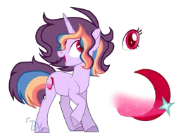 Size: 2383x1809 | Tagged: safe, artist:blue-versper, derpibooru import, oc, oc:aurora moonlight, pony, unicorn, female, magical lesbian spawn, mare, offspring, parent:rainbow dash, parent:twilight sparkle, parents:twidash, reference sheet, solo