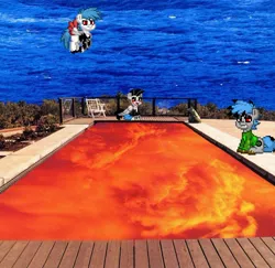 Size: 912x887 | Tagged: safe, artist:blitzkrieg, derpibooru import, oc, oc::io mate intently:, oc:blitzkrieg, oc:johnny, pegasus, pony, pony town, 1999, album cover, californication, parody, pool party, red hot chili peppers, rhcp, swimming pool