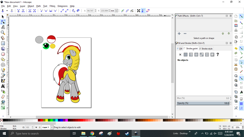 Size: 1366x768 | Tagged: safe, derpibooru import, oc, oc:knight fire, pony, inkscape, microsoft, vector, windows, windows 10, wip