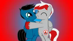 Size: 540x304 | Tagged: safe, artist:agkandphotomaker2000, derpibooru import, oc, oc:knight fire, oc:pony video maker, pegasus, pony, friendship, hug