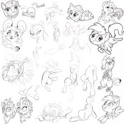 Size: 1000x1000 | Tagged: safe, artist:dustysculptures, derpibooru import, autumn blaze, derpy hooves, pinkie pie, queen chrysalis, rainbow dash, twilight sparkle, oc, anthro, human, kirin, nirik, nymph, pony, sounds of silence, anthro with ponies, armpits, bipedal, chibi, doodle, faic, female, filly, gritted teeth, male, mare, monochrome, non-mlp oc, one punch man, pudding face, rearing, sketch, sketch dump, super deformed