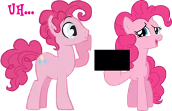 Size: 1651x1063 | Tagged: safe, derpibooru import, edit, pinkie pie, pony, bubble berry, censored, censored vulgarity, implying, middle finger, pointing, pointless censoring, rule 63, simple background, transparent background, uhh, vulgar
