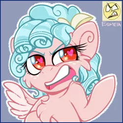 Size: 512x512 | Tagged: safe, artist:esmeia, derpibooru import, cozy glow, pegasus, pony, cheek fluff, chest fluff, emoji, female, filly, heart eyes, solo, starry eyes, wingding eyes