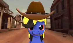 Size: 3680x2160 | Tagged: safe, artist:94dragonfire94, derpibooru import, oc, oc:thunder lightning, unofficial characters only, pony, 3d, cigarette, cowboy hat, hat, looking at you, source filmmaker