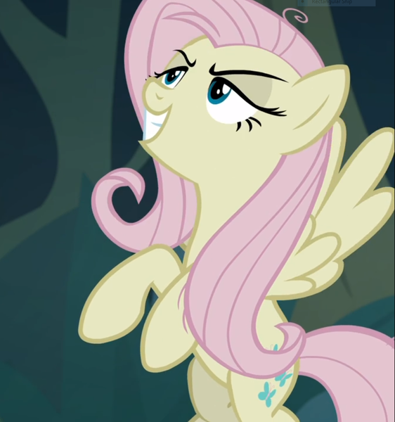 Size: 876x935 | Tagged: safe, derpibooru import, screencap, mean fluttershy, pony, the mean 6, clone, cropped, evil grin, female, flying, grin, lidded eyes, smiling, solo