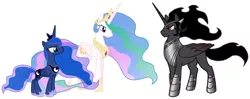Size: 2089x824 | Tagged: safe, derpibooru import, edit, king sombra, princess celestia, princess luna, alicorn, pony, alicornified, alternate universe, armor, bisexual, celestibra, celumbra, covered cutie mark, crown, cutie mark, diplomacy, ethereal mane, female, hidden cutie mark, hoof shoes, horn, implied celestibra, implied celumbra, implied lumbra, implied polyamory, implied shipping, incest, jewelry, king sombra gets all the mares, lesbian, long horn, lumbra, majestic, male, mane, mare, mysterious, ot3, peytral, polyamory, race swap, regal, regalia, royalty, serious, serious face, shipping, shipping fuel, sombracorn, stallicorn, stallion, starry mane, stoic, straight, stupid sexy sombra, trio