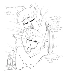 Size: 1093x1342 | Tagged: suggestive, artist:whydomenhavenipples, derpibooru import, oc, oc:nuke, oc:speck, unofficial characters only, anthro, bat pony, pegasus, anthro oc, cute, cute porn, hnnng, hug, married, married couple, married couples doing married things, naked hug, nudity, pine ridge boys, snuggling, song reference, speke, weapons-grade cute, wholesome, you are my sunshine