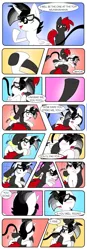 Size: 1000x2882 | Tagged: suggestive, artist:mysweetstomach, derpibooru import, oc, oc:darkbright, oc:lightning bliss, oc:thunder blight, pony, comic, crying, dialogue, goggles, humiliation, lip bite, otk, over the knee, punishment, red and black oc, smack, spanking, tears of pain