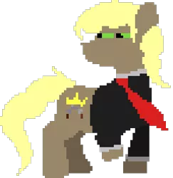 Size: 292x300 | Tagged: safe, artist:minus, derpibooru import, oc, oc:perseus, unofficial characters only, earth pony, pony, clothes, cutie mark, looking back, male, necktie, pixel art, shirt, simple background, solo, squint, stallion, transparent background