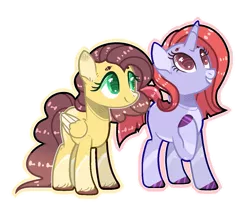 Size: 1229x1033 | Tagged: safe, artist:jxst-alexa, derpibooru import, oc, unofficial characters only, pegasus, pony, unicorn, female, mare, offspring, parent:cheese sandwich, parent:fluttershy, parent:sassy saddles, parent:twilight sparkle, parents:fluttersandwich, simple background, transparent background