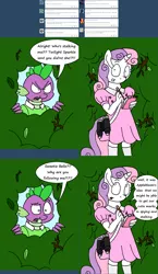 Size: 2564x4420 | Tagged: anthro, anthroquestria, artist:americananomaly, binoculars, clothes, derpibooru import, dress, notepad, safe, spike, sweetie belle