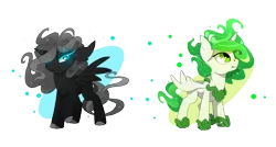 Size: 964x515 | Tagged: safe, artist:taiga-blackfield, derpibooru import, oc, oc:eos, oc:malice, alicorn, pony, alicorn oc, chibi, horn, wings