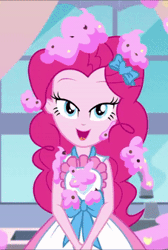 Size: 227x338 | Tagged: safe, derpibooru import, screencap, pinkie pie, equestria girls, equestria girls series, the craft of cookies, spoiler:eqg series (season 2), animated, bedroom eyes, cropped, food, frosting, gif