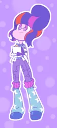 Size: 460x1024 | Tagged: safe, artist:angelloveponyheart, derpibooru import, sci-twi, twilight sparkle, eqg summertime shorts, equestria girls, mad twience, boots, clothes, cute, female, glasses, hair bun, no catchlights, no pupils, shoes, smiling, solo, twiabetes