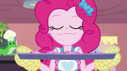 Size: 800x450 | Tagged: safe, derpibooru import, edit, edited edit, edited screencap, screencap, pinkie pie, equestria girls, equestria girls series, the craft of cookies, spoiler:eqg series (season 2), :3, animated, apron, baking, baking sheet, clothes, cute, diapinkes, faic, gif, oven mitts, party soft
