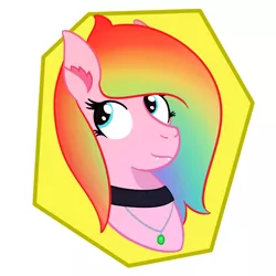 Size: 610x610 | Tagged: safe, artist:dyonys, derpibooru import, oc, oc:bellasara, dracony, dragon, hybrid, pony, bust, choker, multicolored hair, rainbow hair