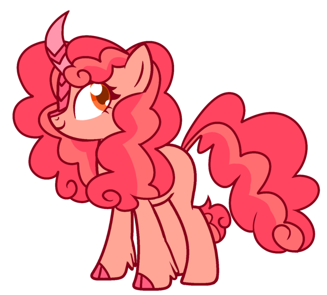 Size: 1300x1173 | Tagged: artist:unicorn-mutual, dead source, derpibooru import, female, kirin, kirin pony hybrid, magical lesbian spawn, oc, offspring, parent:autumn blaze, parent:pinkie pie, parents:autumnpie, safe, simple background, solo, transparent background