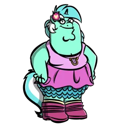 Size: 1024x1024 | Tagged: anthro, artist:witchtaunter, boots, clothes, crossover, cursed image, derpibooru import, equestria girls outfit, family guy, jewelry, lyra heartstrings, meme, necklace, peter griffin, safe, shitposting, shoes, simple background, skirt, solo, transparent background, wat, what has science done, where is your god now?, why