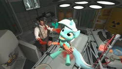 Size: 2715x1527 | Tagged: semi-grimdark, derpibooru import, lyra heartstrings, human, pony, 3d, blood, crossover, gmod, hand, mad science, mad scientist, malpractice, medic, refrigerator, scout, surgery, team fortress 2, that pony sure does love hands
