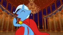 Size: 5640x3184 | Tagged: safe, artist:disneymarvel96, derpibooru import, trixie, pony, beauty and the beast, brooch, cape, clothes, disney