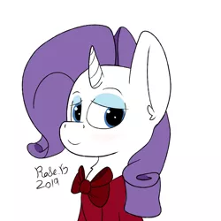 Size: 4500x4500 | Tagged: safe, artist:rosebush, derpibooru import, rarity, pony, absurd resolution, bow, clothes, female, grin, robe, smiling, solo