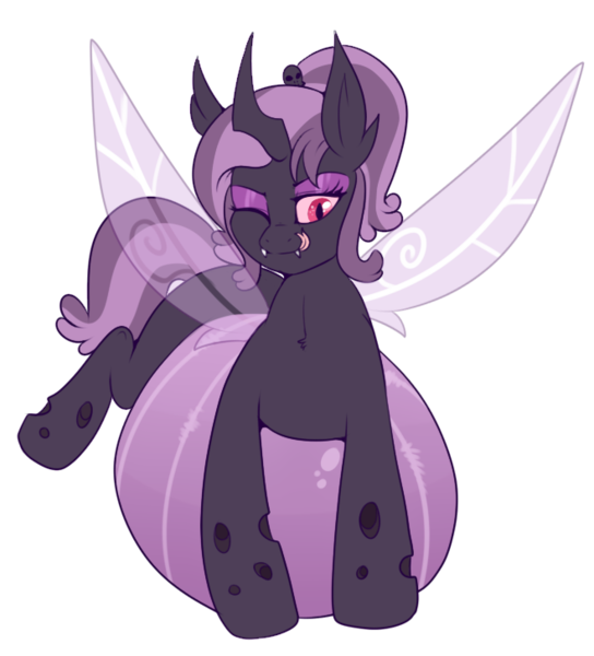 Size: 659x727 | Tagged: safe, artist:lulubell, derpibooru import, oc, oc:gloom, unofficial characters only, changeling, belly, belly bed, big belly, fangs, fat, female, fetish, huge belly, impossibly large belly, licking, licking lips, lidded eyes, on stomach, one eye closed, purple changeling, quadrupedal, simple background, solo, tongue out, transparent background, vore, vore belly