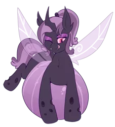 Size: 659x727 | Tagged: safe, artist:lulubell, derpibooru import, oc, oc:gloom, unofficial characters only, changeling, belly, belly bed, big belly, fangs, fat, female, fetish, huge belly, impossibly large belly, licking, licking lips, lidded eyes, on stomach, one eye closed, purple changeling, quadrupedal, simple background, solo, tongue out, transparent background, vore, vore belly