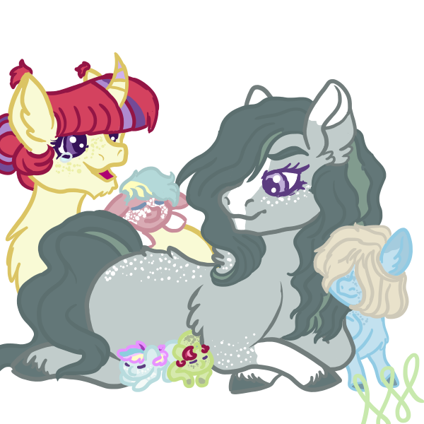 Size: 600x600 | Tagged: safe, artist:cringequeen-universe, derpibooru import, marble pie, oc, oc:blue marbles, oc:galaxia, oc:rubeous apple, oc:wind-blade, earth pony, pony, unicorn, aunt and nephew, baby, baby pony, chest fluff, colt, curved horn, family, female, filly, freckles, hair over eyes, hair over one eye, horn, lesbian, magical lesbian spawn, male, marblemoon, mare, offspring, parent:big macintosh, parent:limestone pie, parent:marble pie, parent:moondancer, parent:zephyr breeze, parents:marblemac, parents:marblemoon, parents:zephyrstone, shipping, simple background, socks (coat marking), step-mother, transparent background, unshorn fetlocks