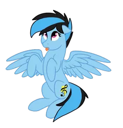 Size: 777x805 | Tagged: safe, artist:sevenserenity, derpibooru import, oc, oc:icylightning, pegasus, pony, begging, birb, cute, looking up, sitting up, solo, tongue out