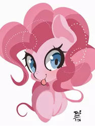 Size: 827x1099 | Tagged: safe, artist:tohupo, derpibooru import, pinkie pie, earth pony, pony, bust, cute, diapinkes, female, mare, portrait, simple background, solo, tongue out, white background