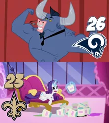 Size: 1920x2160 | Tagged: safe, derpibooru import, iron will, rarity, pony, american football, los angeles rams, marshmelodrama, new orleans saints, nfc championship, nfl, nfl playoffs, rarity being rarity, sports