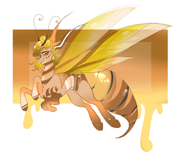 Size: 4869x3806 | Tagged: safe, artist:holoriot, derpibooru import, oc, original species, wasp, wasp pony, adoptable, female, monster mare, solo, tongue out