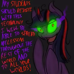 Size: 400x400 | Tagged: safe, artist:sinsays, derpibooru import, part of a set, twilight sparkle, pony, unicorn, ask corrupted twilight sparkle, tumblr:ask corrupted twilight sparkle, color change, colored horn, corrupted, corrupted twilight sparkle, curved horn, dark, dark equestria, dark magic, dark queen, dark world, darkened coat, darkened hair, female, horn, insanity, magic, part of a series, possessed, psychotic, psychotic twilight sparkle, queen twilight, solo, sombra empire, sombra eyes, sombra's horn, tumblr, tyrant sparkle, unicorn twilight, world domination