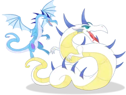 Size: 3300x2500 | Tagged: safe, artist:elsdrake, derpibooru import, dragon, duo, open mouth, simple background, spread wings, tongue out, transparent background, wings, wyrm