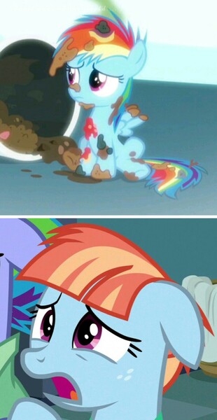 Size: 778x1505 | Tagged: safe, derpibooru import, edit, edited screencap, screencap, rainbow dash, windy whistles, pony, newbie dash, parental glideance, abuse, comic, cropped, dashabuse, female, filly, filly rainbow dash, mother and child, mother and daughter, rainbow trash, sad, screencap comic, younger
