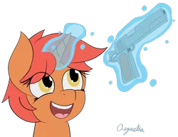 Size: 2770x2126 | Tagged: safe, artist:aezaelia, derpibooru import, pony, unicorn, gun, handgun, m1911, magic, pistol, silverballer, solo, telekinesis, weapon