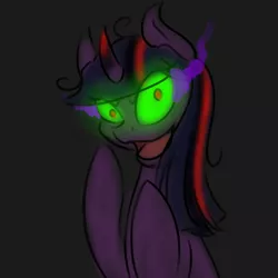 Size: 600x600 | Tagged: safe, artist:sinsays, derpibooru import, part of a set, twilight sparkle, pony, unicorn, ask corrupted twilight sparkle, colored horn, corrupted, corrupted twilight sparkle, curved horn, dark, female, horn, insanity, meme, part of a series, possessed, psychotic, psychotic twilight sparkle, queen twilight, solo, sombra eyes, sombra's horn, tumblr, tyrant sparkle, unicorn twilight, world domination