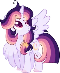 Size: 1024x1243 | Tagged: safe, artist:moon-rose-rosie, derpibooru import, oc, oc:celestial moon, unofficial characters only, alicorn, pony, alicorn oc, female, horn, magical lesbian spawn, mare, offspring, parent:rainbow dash, parent:twilight sparkle, parents:twidash, simple background, solo, transparent background, wings