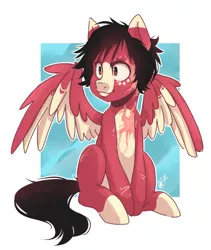 Size: 586x694 | Tagged: safe, artist:beewitched, derpibooru import, oc, oc:bubblegum, pegasus, pony, male, scarred, solo