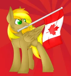 Size: 1024x1110 | Tagged: safe, artist:blocksy-art, derpibooru import, oc, pegasus, pony, canada, flag, male, mouth hold, solo, stallion