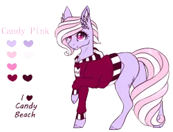 Size: 778x594 | Tagged: safe, artist:lunawolf28, derpibooru import, oc, oc:candy pink, earth pony, pony, clothes, female, hoodie, mare, reference sheet, simple background, solo, transparent background